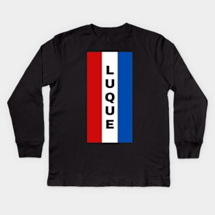 Luque City in Paraguay Flag Colors Vertical Kids Long Sleeve T-Shirt